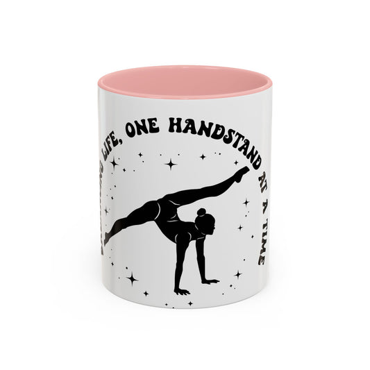 Inspirational Coffee Mug - 'Living Life, One Handstand at a Time' - Perfect Gift for Gym Lovers