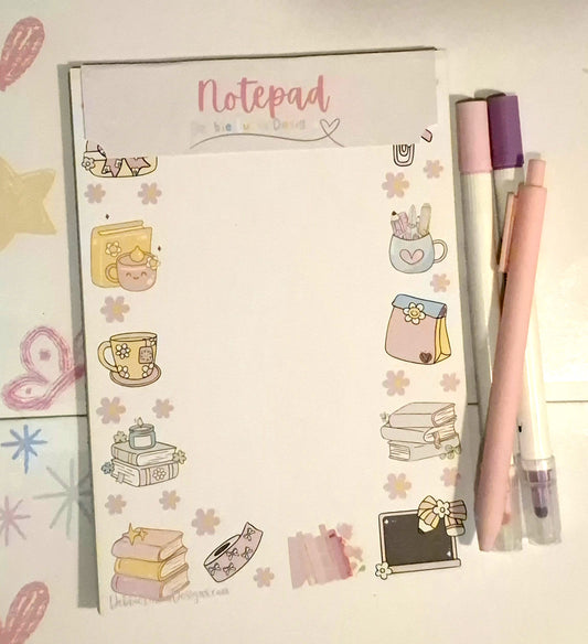 Coffee, Books & Flowers Notepad