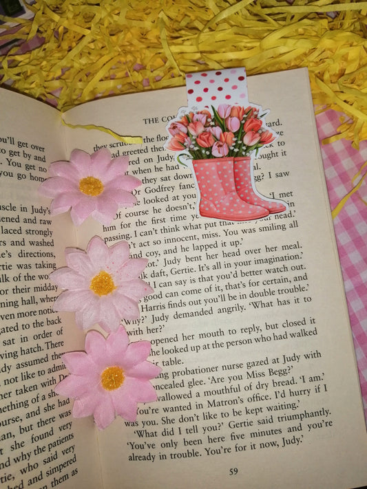 Pink Wellies Magnetic Bookmark