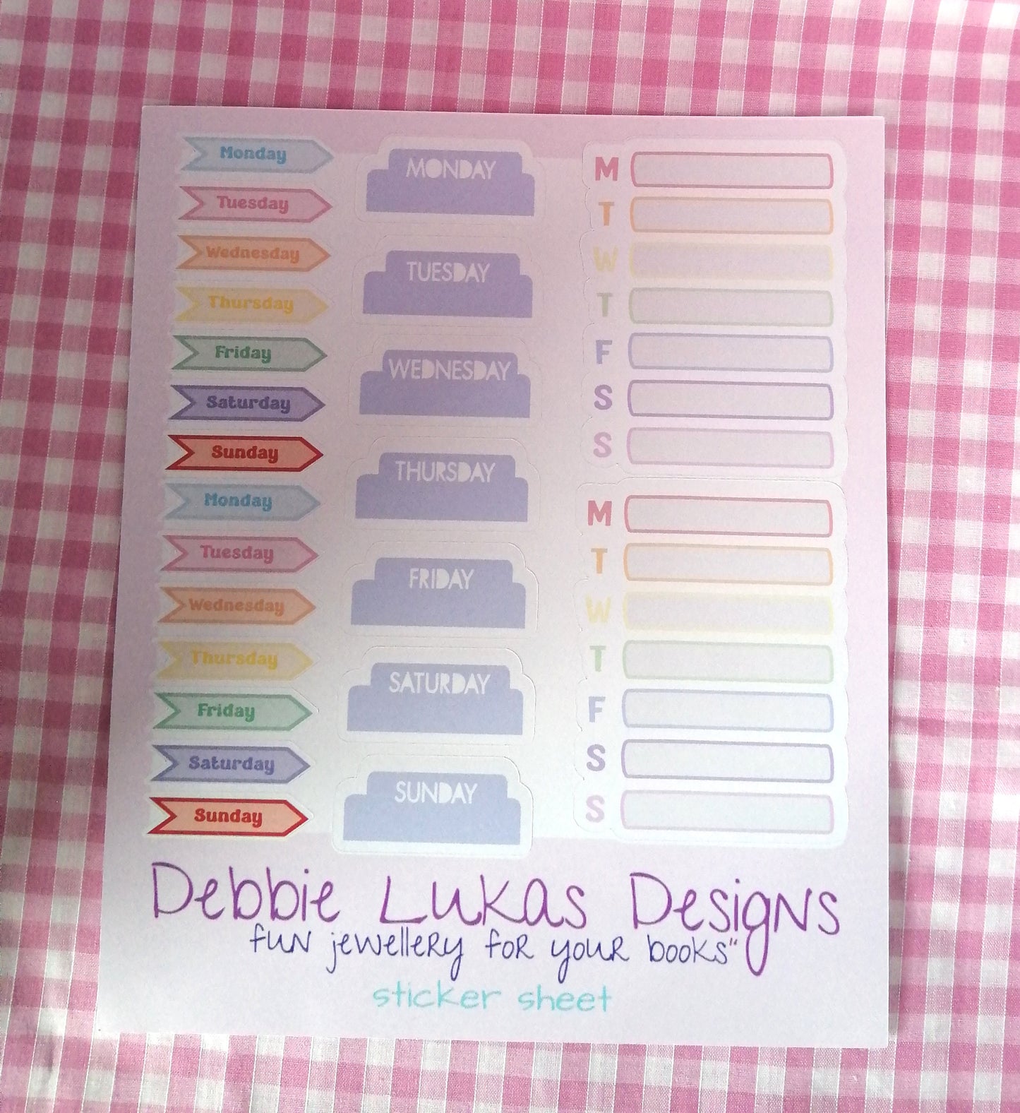 Days of the week planner sticker sheet #1