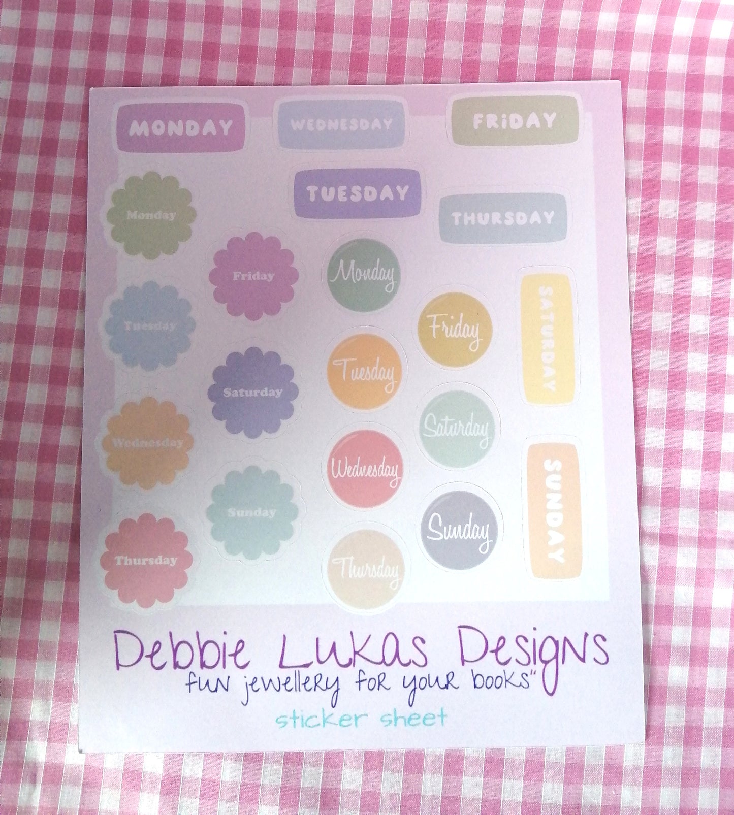 Days of the week planner sticker sheet #2